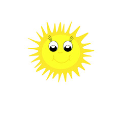 sun, cartoon, summer, illustration, vector, smile, happy, smiling, sunlight, icon, weather, face, sunny, yellow, symbol, heat, sunbeam, smiley, sunshine, fun, light, cute, design