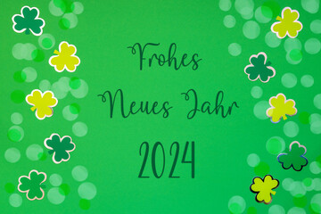 Saint Patrick's Day, Green Flat Lay, Frohes Neues Jahr Means Happy New Year 2024