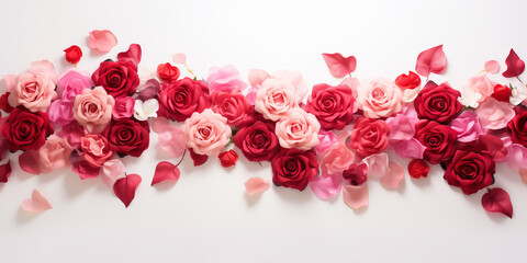 Elegant Multicolored Rose Petal Texture. Mixed Red, White, Pink, and Salmon Roses Background.