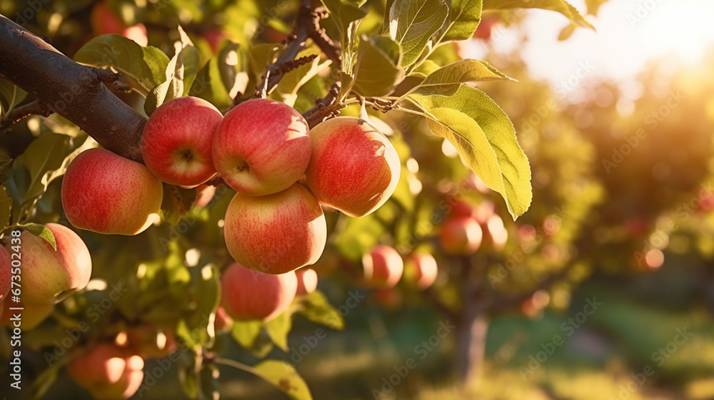 Wall mural apples in a orchard.