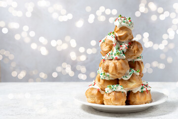 Croquembouche for Christmas - obrazy, fototapety, plakaty