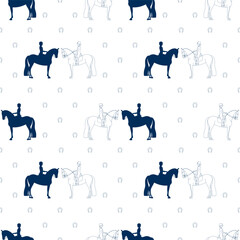 Simple modern pattern with horses and horseshoes. 