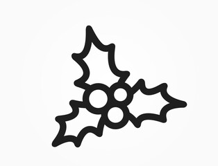 christmas holly berry line icon. vector image for Christmas, New Year and winter design