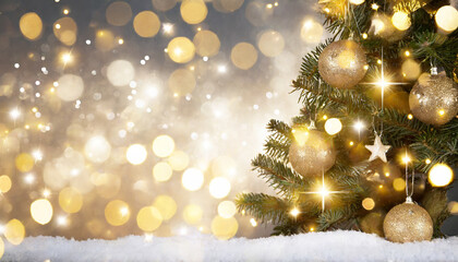 Obraz na płótnie Canvas arbol de navidad con luces difuminadas de fondo 