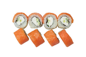 set of sushi on a white background
