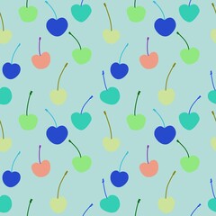 Abstract doodle fruit seamless cherry pattern for wrapping paper and fabrics and linens and kids