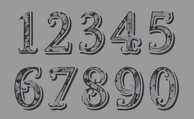Black pattern numbers font
