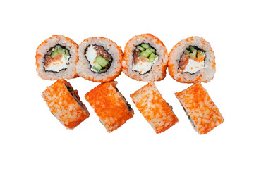 set of sushi, rolls on a white background