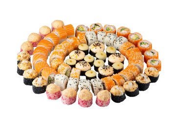 set of sushi, rolls on a white background