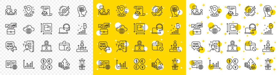 Outline Inflation, Cloud computing and People chatting line icons pack for web with Dot plot, Winner podium, Survey line icon. Floor plan, Jobless, Bitcoin graph pictogram icon. Vector
