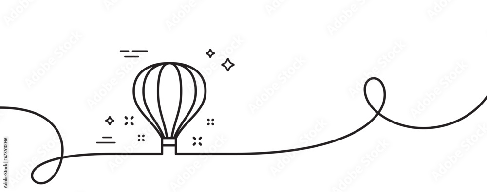 Aufkleber air balloon line icon. continuous one line with curl. sky trip sign. flight transportation symbol. a
