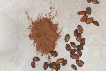 Organic grown cocoa beans and powder 