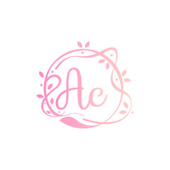 A C AC Beauty vector initial logo, handwriting logo of initial signature, wedding, fashion, jewerly, boutique, floral and botanical with creative template