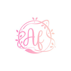 A F AF Beauty vector initial logo, handwriting logo of initial signature, wedding, fashion, jewerly, boutique, floral and botanical with creative template