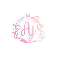 A J AJ Beauty vector initial logo, handwriting logo of initial signature, wedding, fashion, jewerly, boutique, floral and botanical with creative template