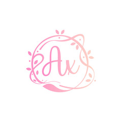 A X AX Beauty vector initial logo, handwriting logo of initial signature, wedding, fashion, jewerly, boutique, floral and botanical with creative template