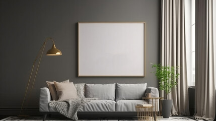 Canvas mockup in modern home interior background. Decor concept. Real estate concept. Art concept. Design concept. House moving concept.