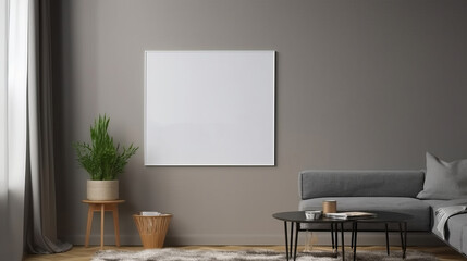 Fototapeta premium Canvas mockup in modern home interior background. Decor concept. Real estate concept. Art concept. Design concept. House moving concept.