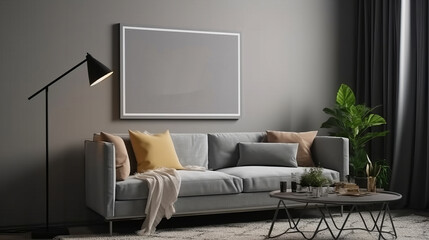 Canvas mockup in modern home interior background. Decor concept. Real estate concept. Art concept. Design concept. House moving concept.
