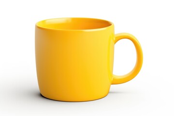 Yellow mug on white background. Mug mockup