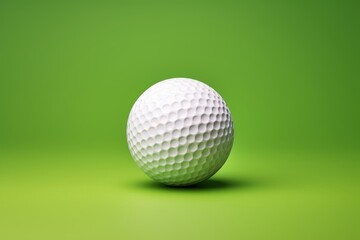 White golf ball isolated on green background