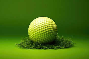 golf ball with grass on green background