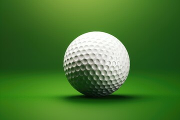 White golf ball isolated on green background