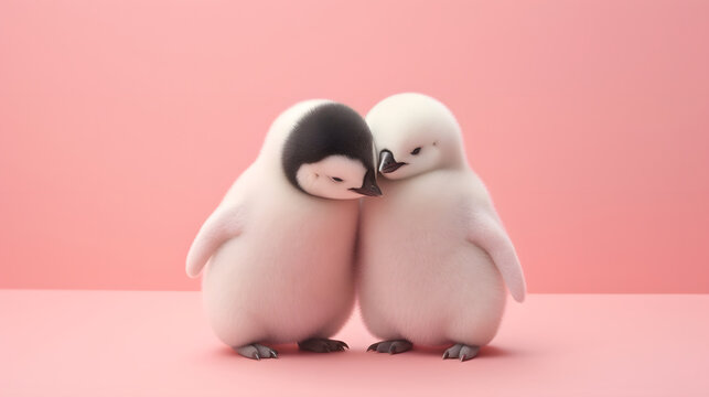 A cute pair of penguins at the north pole. Love is in the air.