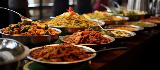 The hotel serves a variety of local Malaysian traditional foods in their buffet option - obrazy, fototapety, plakaty