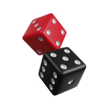 Game red and black Dice 3D render Casino icon