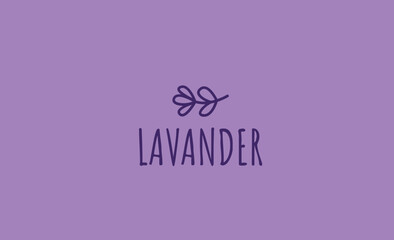 lavender logo, minimalistic flower logotype, purple lavender icon design, hand drawn word mark