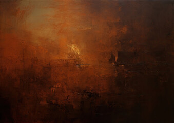 a painting of a brown and orange background. Expressive Rust color oil painting background