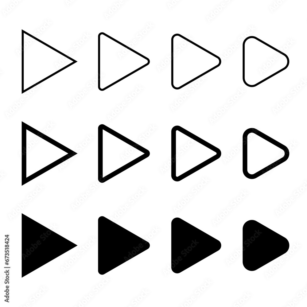 Aufkleber play button vector in variation style. video elements
