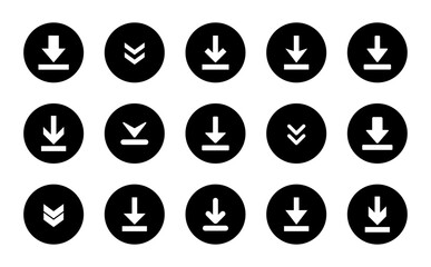 Download icon vector illustration in black circle
