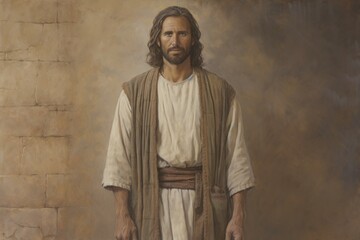Jesus Christ as a historical figure. Portrait with selective focus and copy space - obrazy, fototapety, plakaty