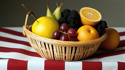 Fresh fruit in basket 