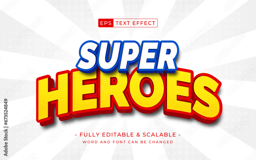 Aufkleber super heroes 3d editable text effect suitable for hero themes.