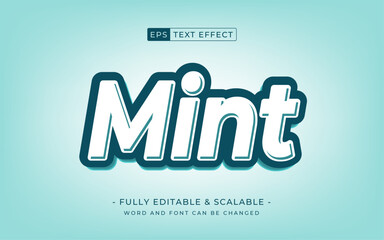 Minimal 3d Mint Editable Text Effect Design, Graphic Style effect