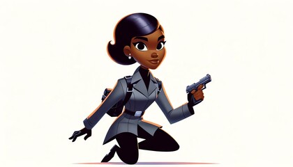 Fototapeta premium A secret agent ready to commit espionage. 2D cartoon style illustration isolated on white background