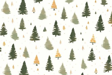 Obraz premium Spruce, fir trees silhouettes, minimal winter pattern on white background. Coniferous forest. Design for textile, fabric, print, wrapping, wallpaper