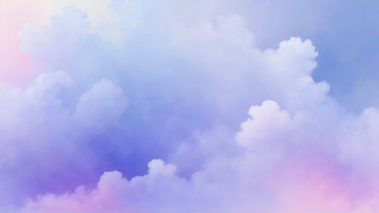Soft, pastel-colored clouds in a dreamy blue and pink sky. - obrazy, fototapety, plakaty