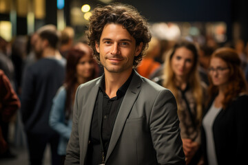 A job seeker networking at a professional event, trying to connect with potential employers. Generative Ai.