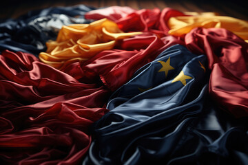 A collage of flags from different countries, representing the diversity of nations working together. Generative Ai.