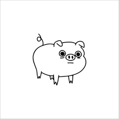 vector illustration of cute pig