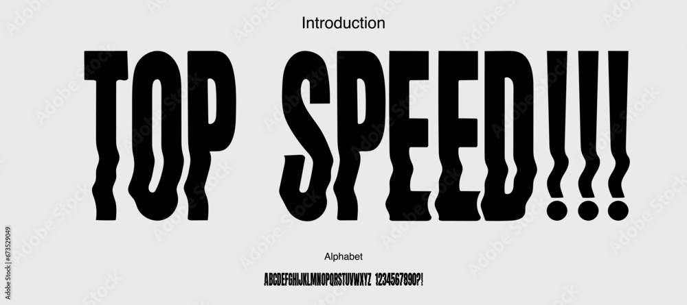 Poster modern condensed waving vector font. alphabet font wave and moving effect.