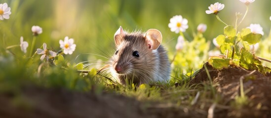 Field being explored by a rat in search of food
