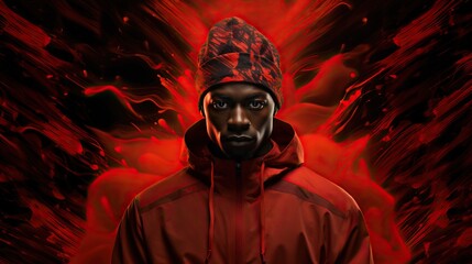 hite male in under armour workout red and black background