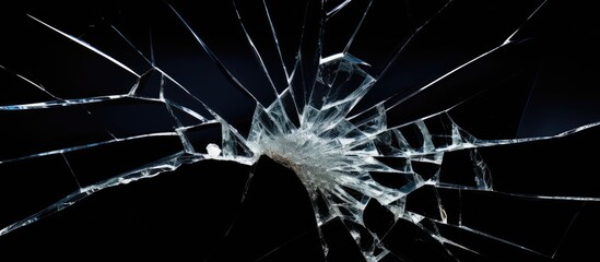 Top shot of a glass being broken set against a black background