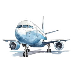 Fototapeta premium blue watercolor airplane