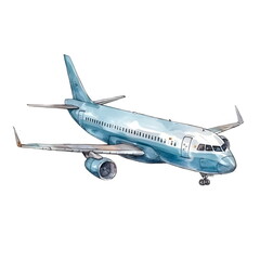 Obraz premium blue watercolor airplane